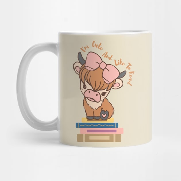 Book Lover Cute Cow by MCsab Creations